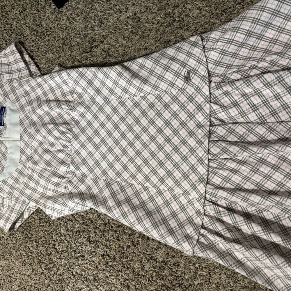 Burberry Plaid Midi Dress in Pink and White
